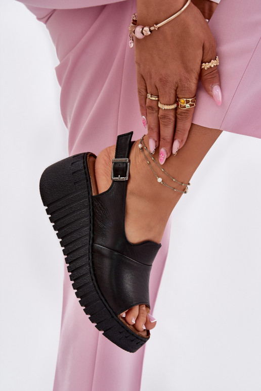 Moteriškos basutės Z Naturalnej Skóry  Artiker 54C0791 Juodos spalvos