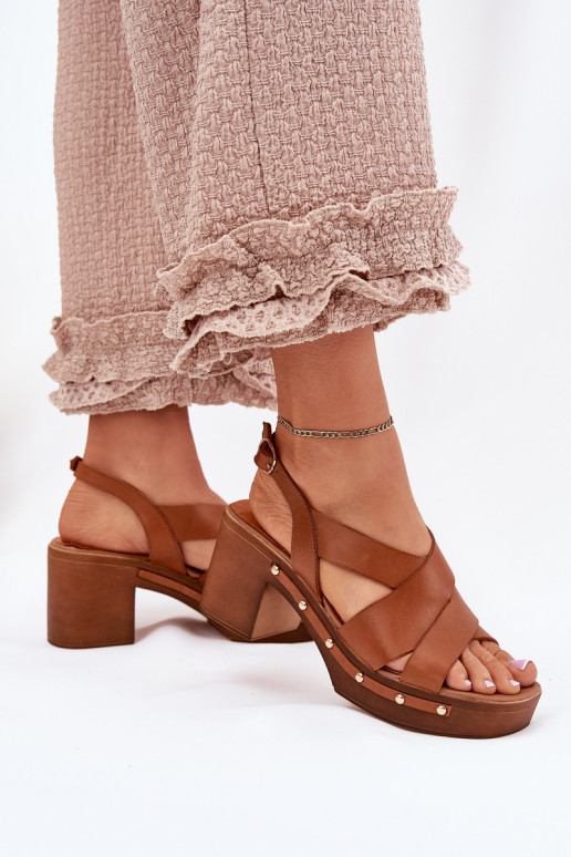 Moteriškos basutės su kulniukais Zazoo 1081 rudos spalvos