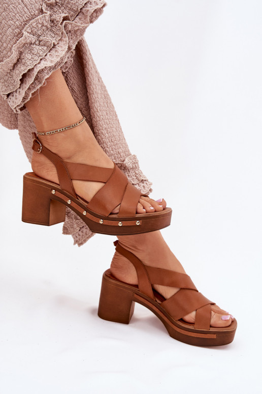 Moteriškos basutės su kulniukais Zazoo 1081 rudos spalvos