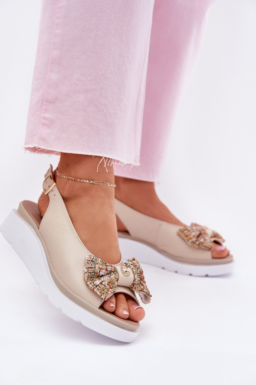 Moteriškos basutės   su kaspinais Zazoo 1882 smėlio spalvos