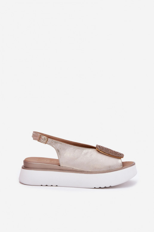 Zazoo 1786 Moteriškos basutės  su platforma su ornamentais aukso spalvos Przecierany