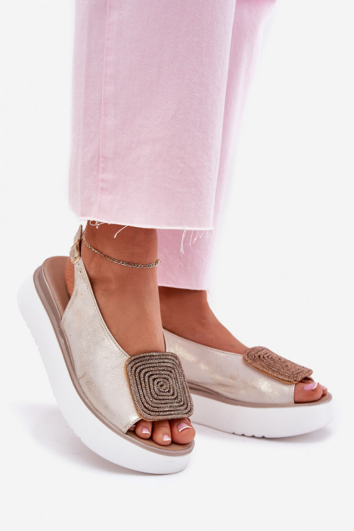 Zazoo 1786 Moteriškos basutės  su platforma su ornamentais aukso spalvos Przecierany