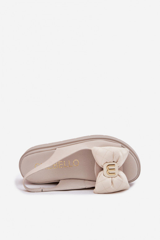 Moteriškos basutės  su platforma su kaspinais CheBello 4641 smėlio spalvos