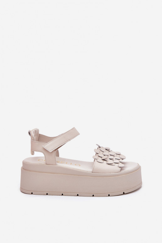 Moteriškos basutės  su platforma CheBello 4701 smėlio spalvos