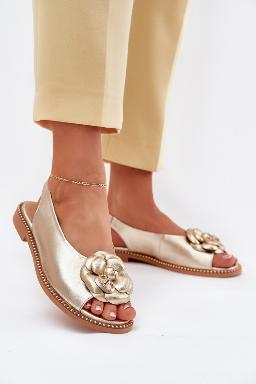   Lygiapadės basutės su ornamentais CheBello 4642 aukso spalvos