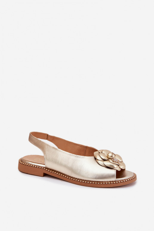   Lygiapadės basutės su ornamentais CheBello 4642 aukso spalvos