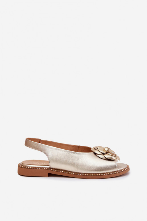   Lygiapadės basutės su ornamentais CheBello 4642 aukso spalvos