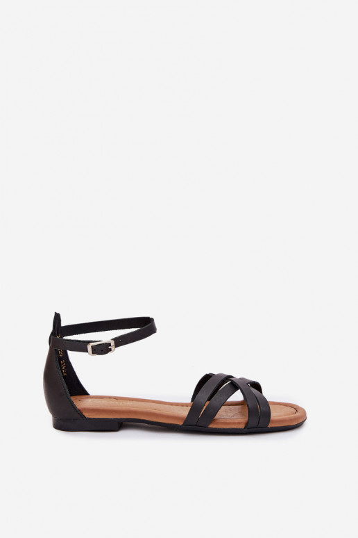 Moteriškos basutės  su plačiais kulniukais  07029-01 Juodos spalvos