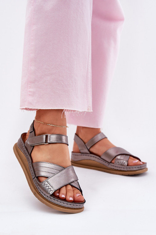 Moteriškos basutės  su platforma  L7064-35 pilkos spalvos