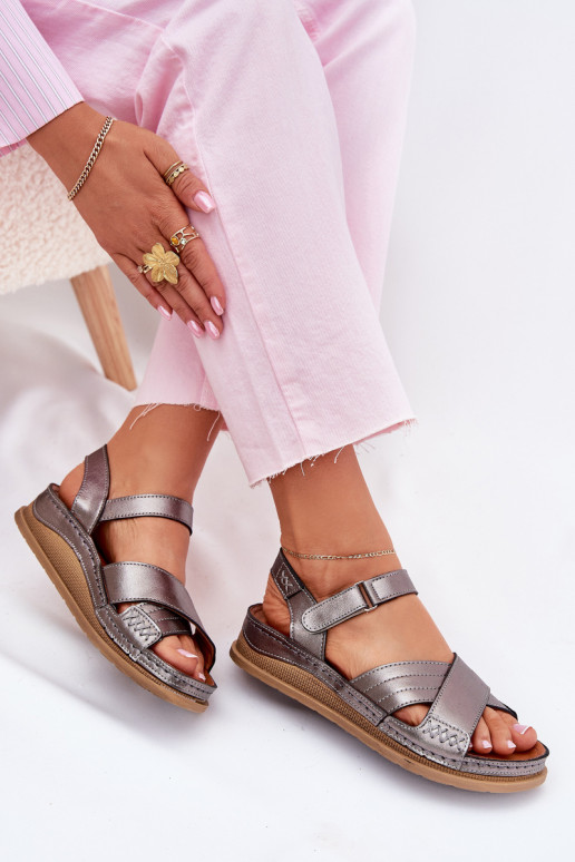 Moteriškos basutės  su platforma  L7064-35 pilkos spalvos