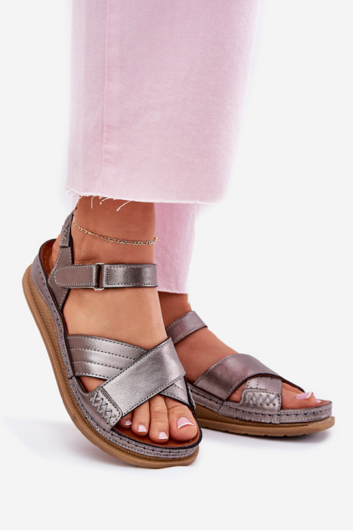 Moteriškos basutės  su platforma  L7064-35 pilkos spalvos