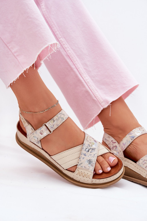 Moteriškos basutės  su platforma  L7064-37 dramblio kaulo spalvos