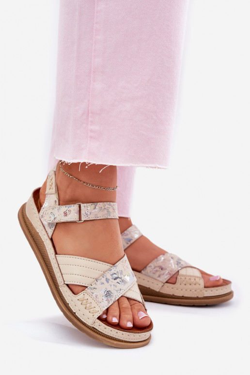 Moteriškos basutės  su platforma  L7064-37 dramblio kaulo spalvos