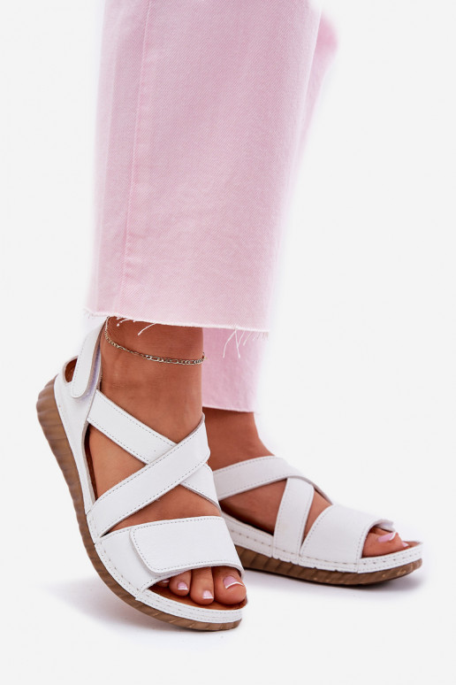 Moteriškos basutės  su lipniais užsegimais  L6848-11 baltos spalvos