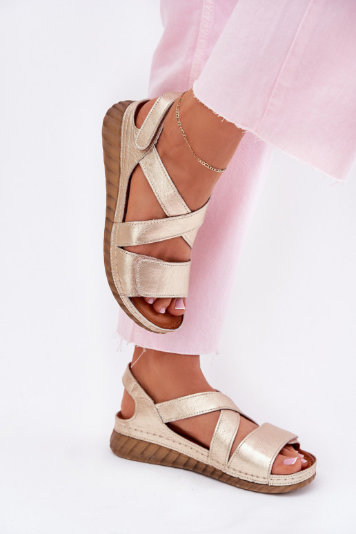 Moteriškos basutės  su lipniais užsegimais  L6848-25 aukso spalvos