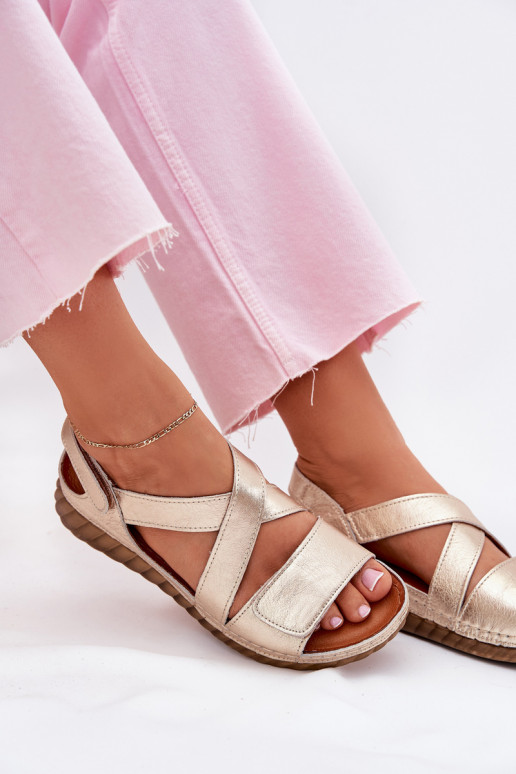 Moteriškos basutės  su lipniais užsegimais  L6848-25 aukso spalvos