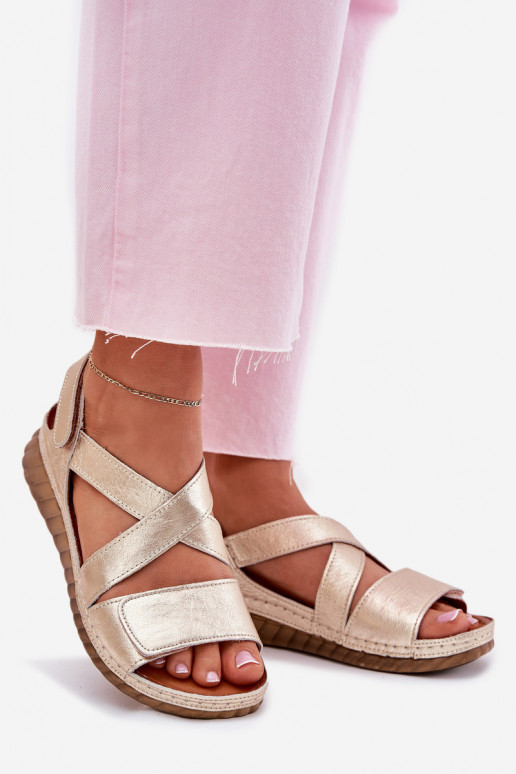 Moteriškos basutės  su lipniais užsegimais  L6848-25 aukso spalvos