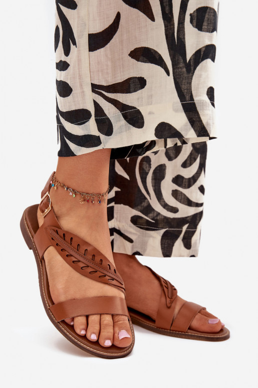 Moteriškos basutės Z Naturalnej Skóry su plačiais kulniukais Zazoo 3564 Camel