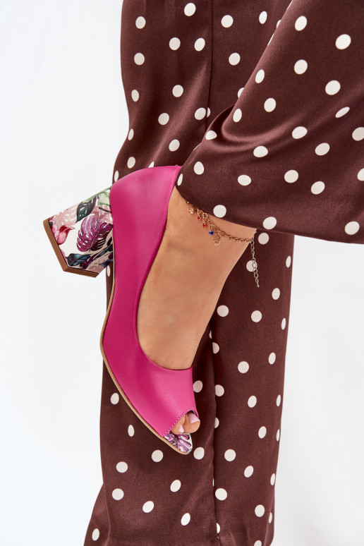   Bateliai su dekoruotais kulnais  Shoes 2608/K rožinės spalvos