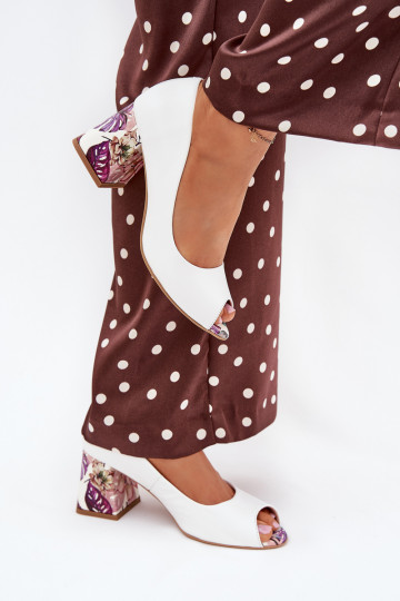 Bateliai su dekoruotais kulnais  Shoes 2608/K baltos spalvos
