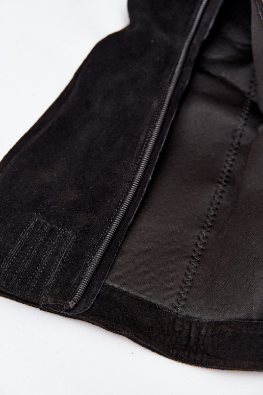 iš zomšos ilgaauliai batai su kulniukais  Juodos spalvos Lissara