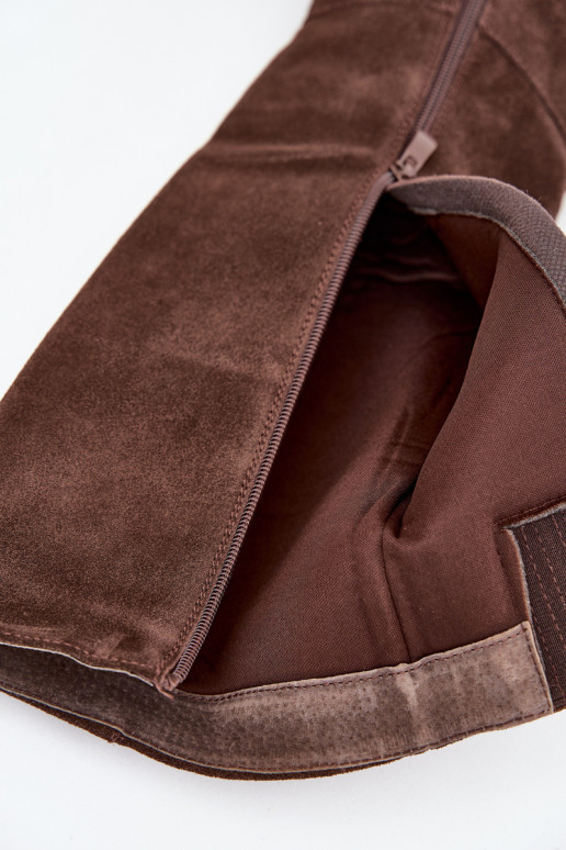 iš zomšos ilgaauliai batai su kulniukais  Czekoladowe Lissara iš zomšos ilgaauliai batai su kulniukais  Czekoladowe Lissara