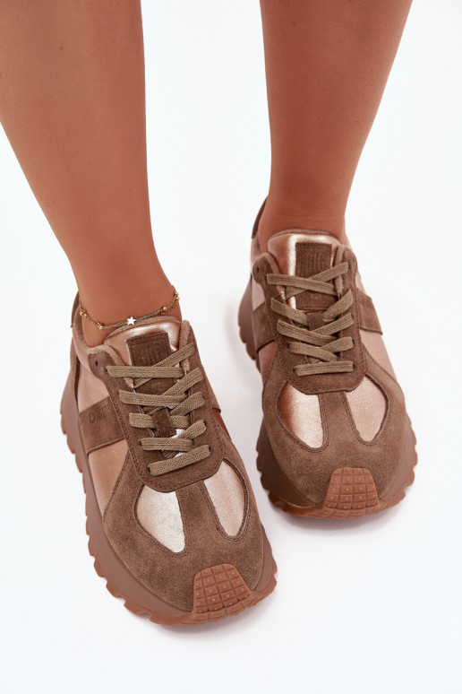 iš zomšos  modelio batai  pašiltinti su platforma Big Star OO274A218 HI-POLY SYSTEM rudos spalvos