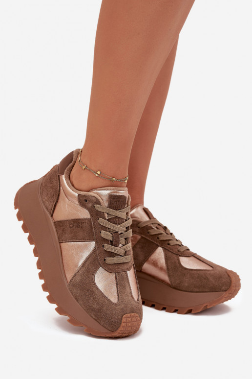 iš zomšos  modelio batai  pašiltinti su platforma Big Star OO274A218 HI-POLY SYSTEM rudos spalvos