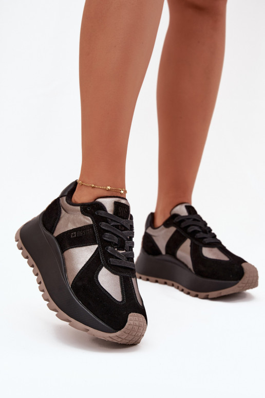 iš zomšos  modelio batai  pašiltinti su platforma Big Star OO274A217 HI-POLY SYSTEM Juodos spalvos