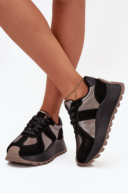 iš zomšos  modelio batai  pašiltinti su platforma Big Star OO274A217 HI-POLY SYSTEM Juodos spalvos