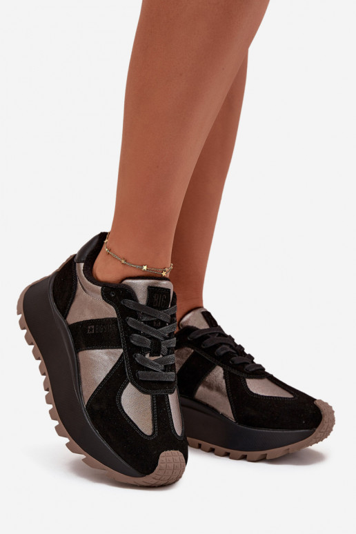 iš zomšos  modelio batai  pašiltinti su platforma Big Star OO274A217 HI-POLY SYSTEM Juodos spalvos