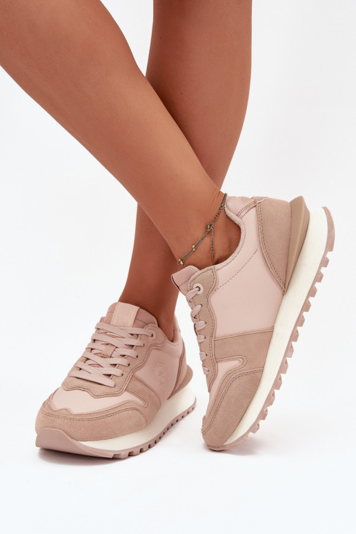 Odiniai moteriški sportbačiai Big Star OO274521 HI-POLY SYSTEM, nude spalvos