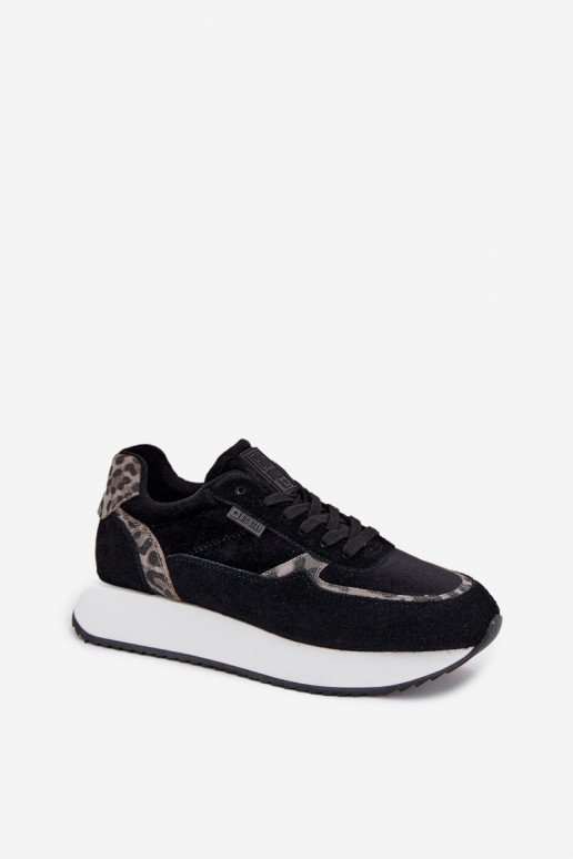 iš zomšos  modelio batai  Big Star OO274A312 HI-POLY SYSTEM Juodos spalvos su leopardo kailio raštais