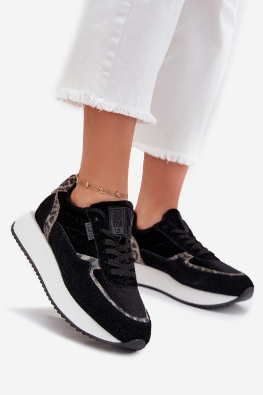 iš zomšos  modelio batai  Big Star OO274A312 HI-POLY SYSTEM Juodos spalvos su leopardo kailio raštais