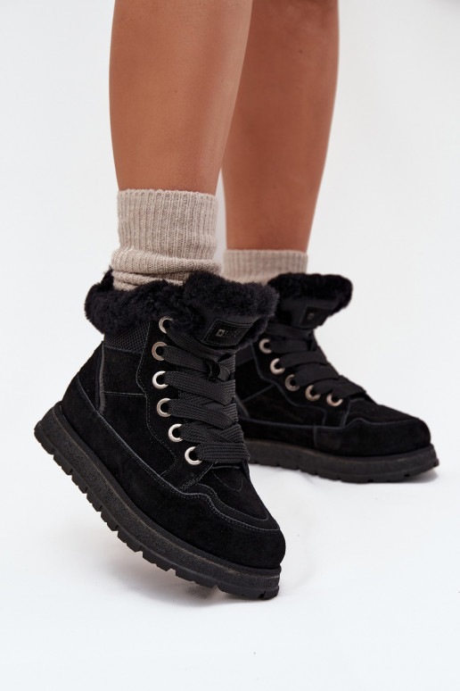 iš zomšos sniego batai batai  su platforma su kailiuku Big Star SS274369 Juodos spalvos