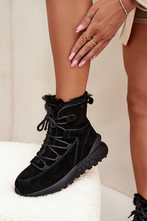 iš zomšos sniego batai  su kailiuku Big Star SS274319 Juodos spalvos