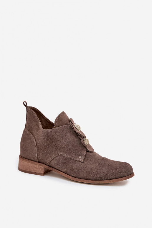 iš zomšos batai   su gėlių motyvaiskami Zazoo 3080 smėlio spalvos