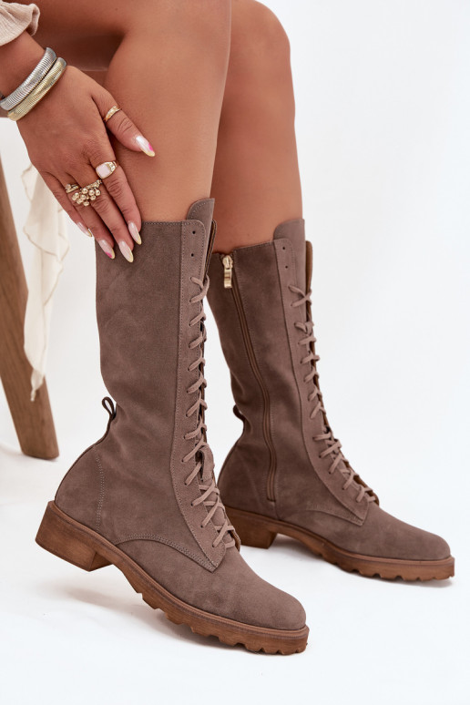 Zomšiniai batai   Zazoo 3103 smėlio spalvos