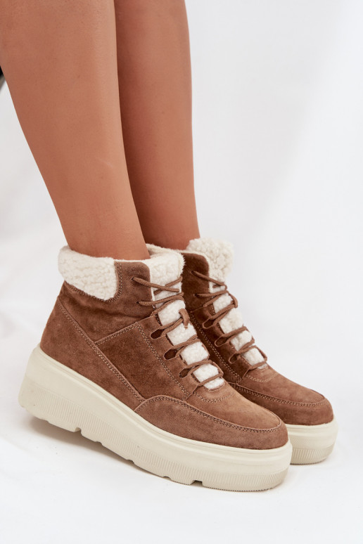 iš zomšos sniego batai  su pašiltinimu su platforma Vinceza 95354 Camel