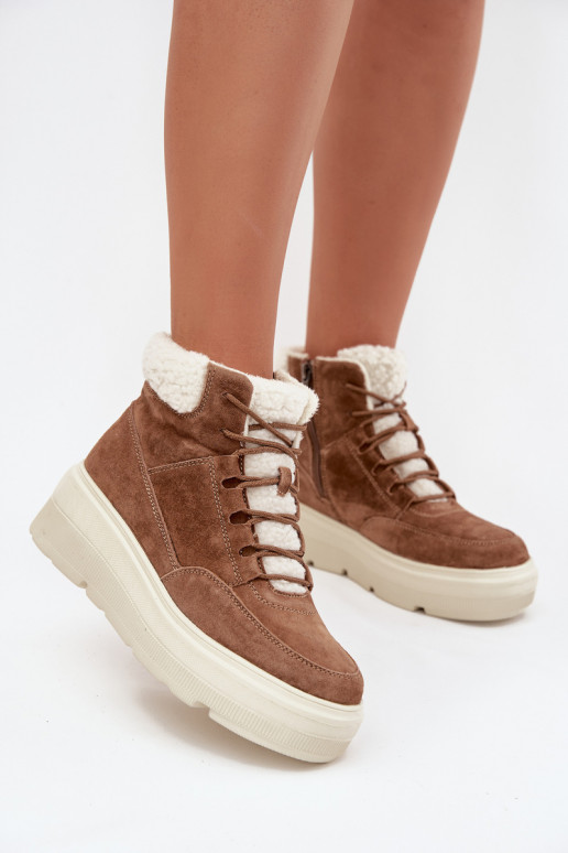 iš zomšos sniego batai  su pašiltinimu su platforma Vinceza 95354 Camel