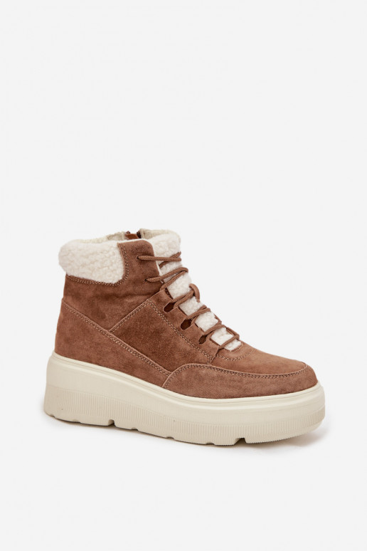iš zomšos sniego batai  su pašiltinimu su platforma Vinceza 95354 Camel