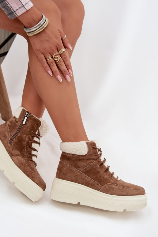 iš zomšos sniego batai  su pašiltinimu su platforma Vinceza 95354 Camel