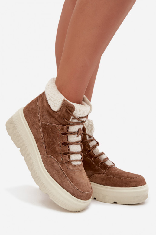 iš zomšos sniego batai  su pašiltinimu su platforma Vinceza 95354 Camel