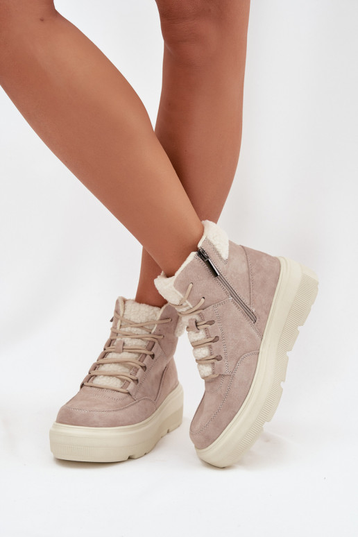 iš zomšos sniego batai  su pašiltinimu su platforma Vinceza 95354 smėlio spalvos