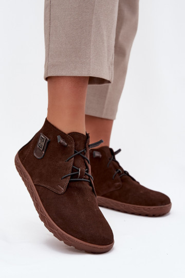 iš zomšos batai Barefoot   Detalem Zazoo 30072 Czekoladowe 2