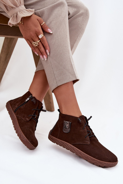 iš zomšos batai Barefoot   Detalem Zazoo 30072 Czekoladowe