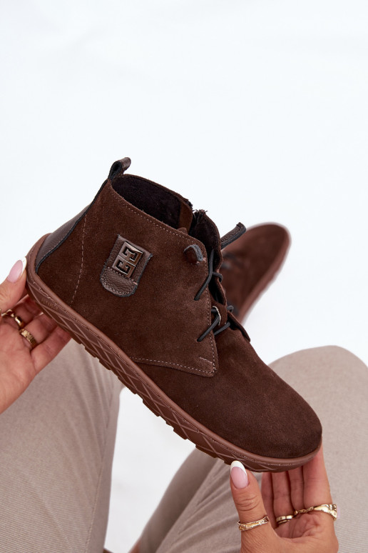 iš zomšos batai Barefoot   Detalem Zazoo 30072 Czekoladowe