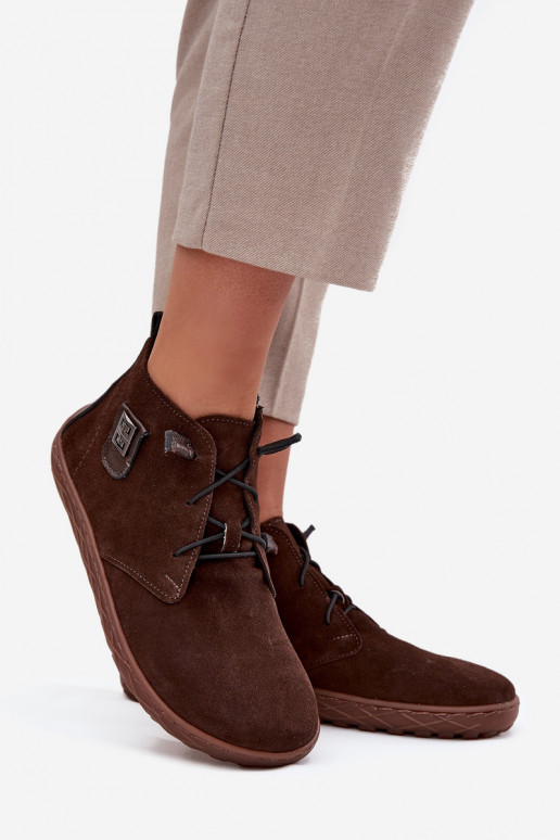 iš zomšos batai Barefoot   Detalem Zazoo 30072 Czekoladowe