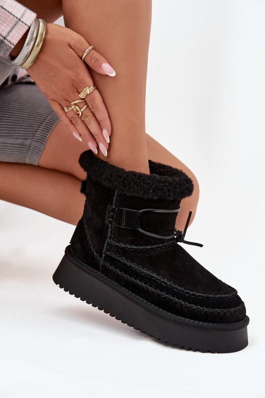 iš zomšos sniego batai   Przeszyciami Big Star SS274372 Juodos spalvos
