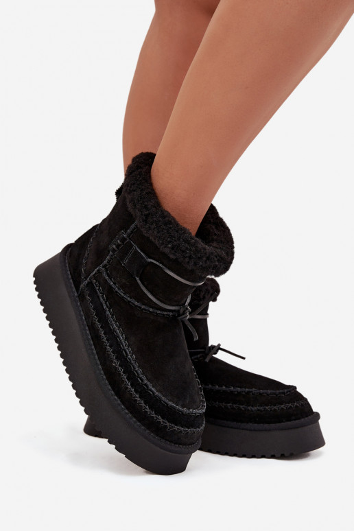 iš zomšos sniego batai   Przeszyciami Big Star SS274372 Juodos spalvos